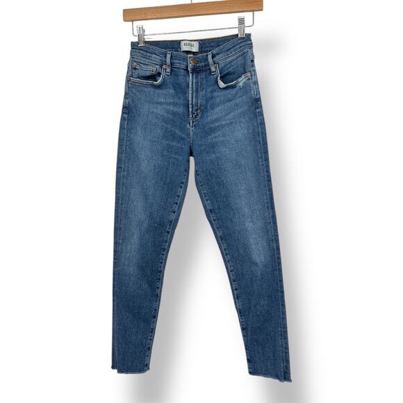 Agolde Sophie Jeans Women's 27 Blue Slim Fit Straight Jeans Minor Distressing - Picture 1 of 10